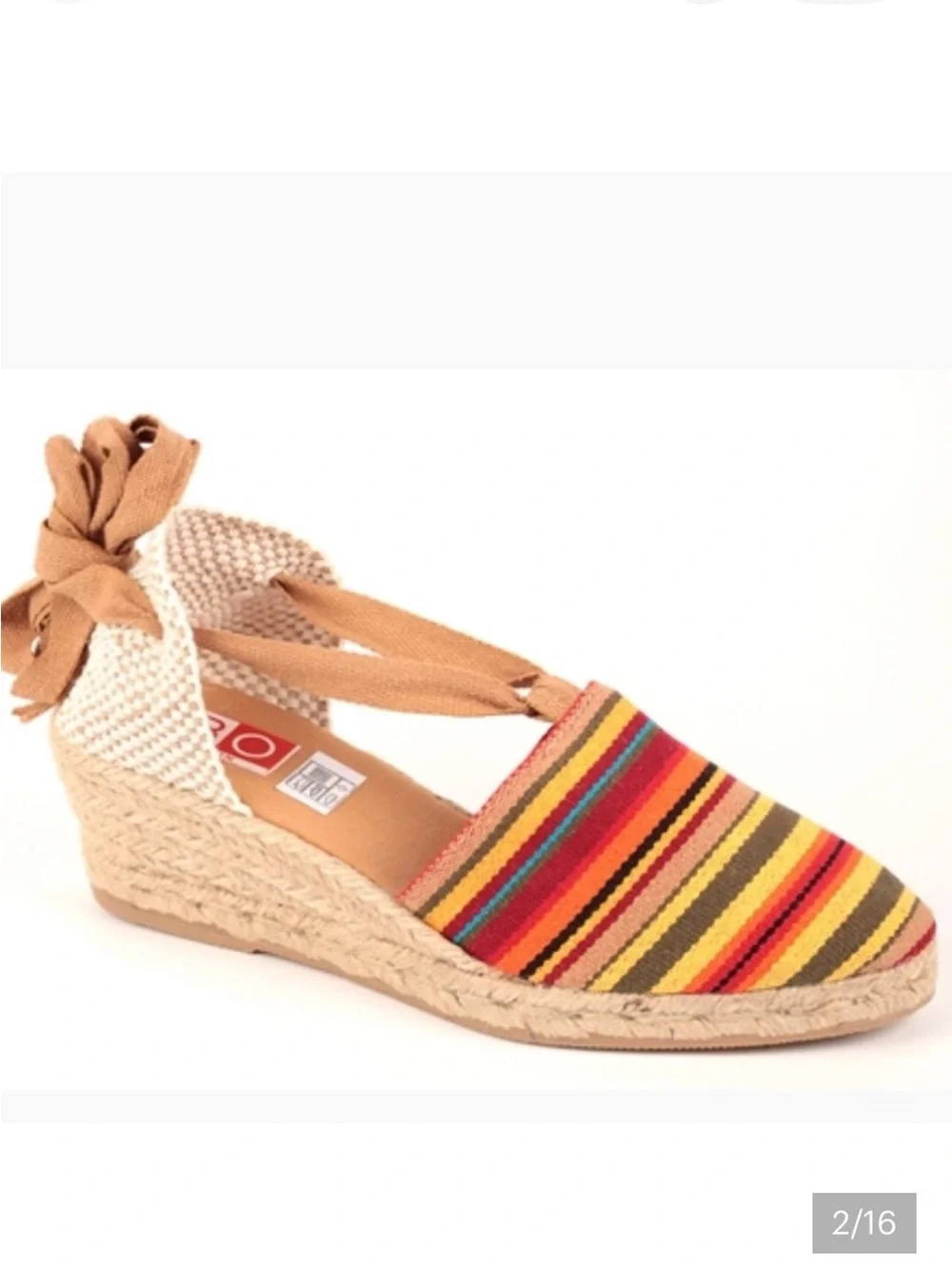 Lord and Taylor  Striped Multicolor Espadrille with ties around ankle